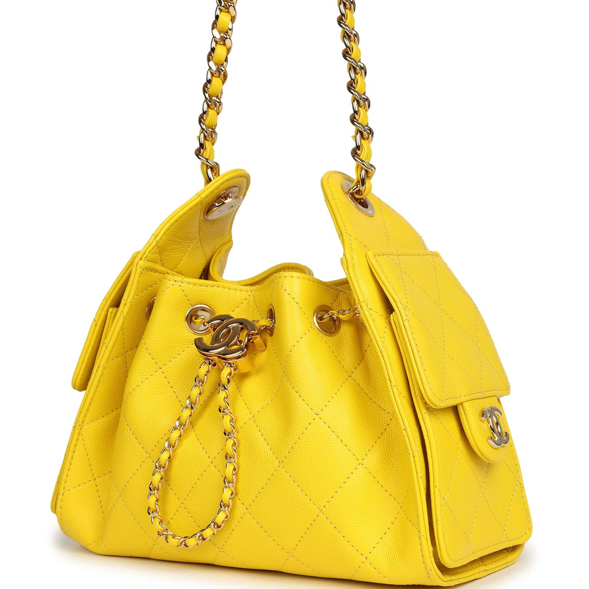 Chanel Mini 25 Hobo Bag Yellow Caviar Gold Hardware