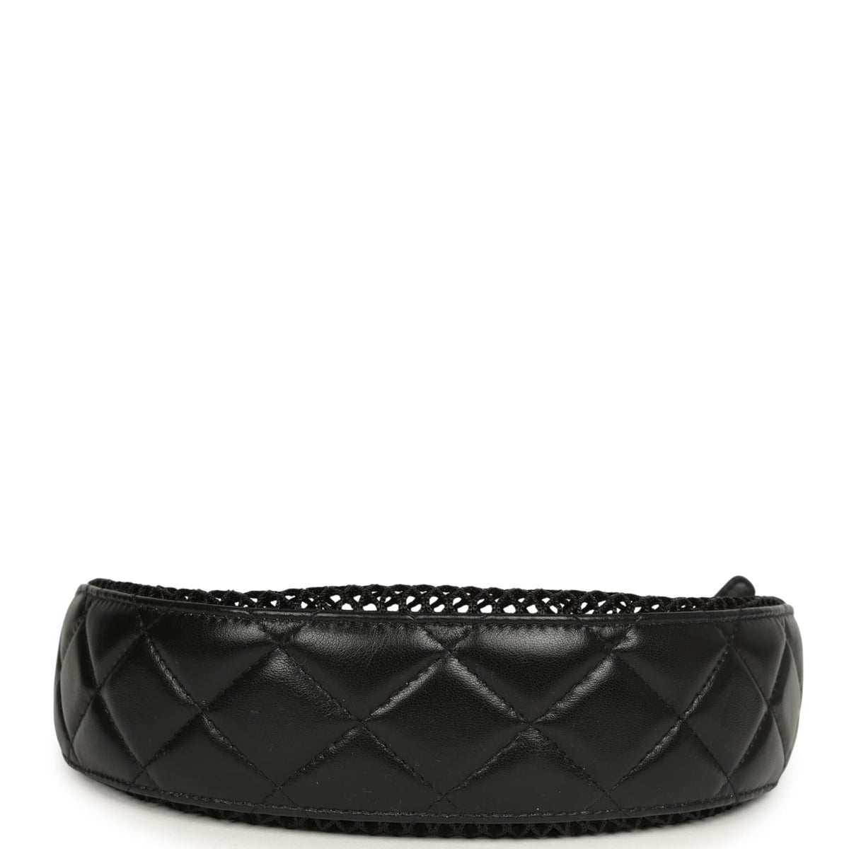 Chanel Round Clutch with Chain Black Mesh, Lambskin Light Gold Hardware