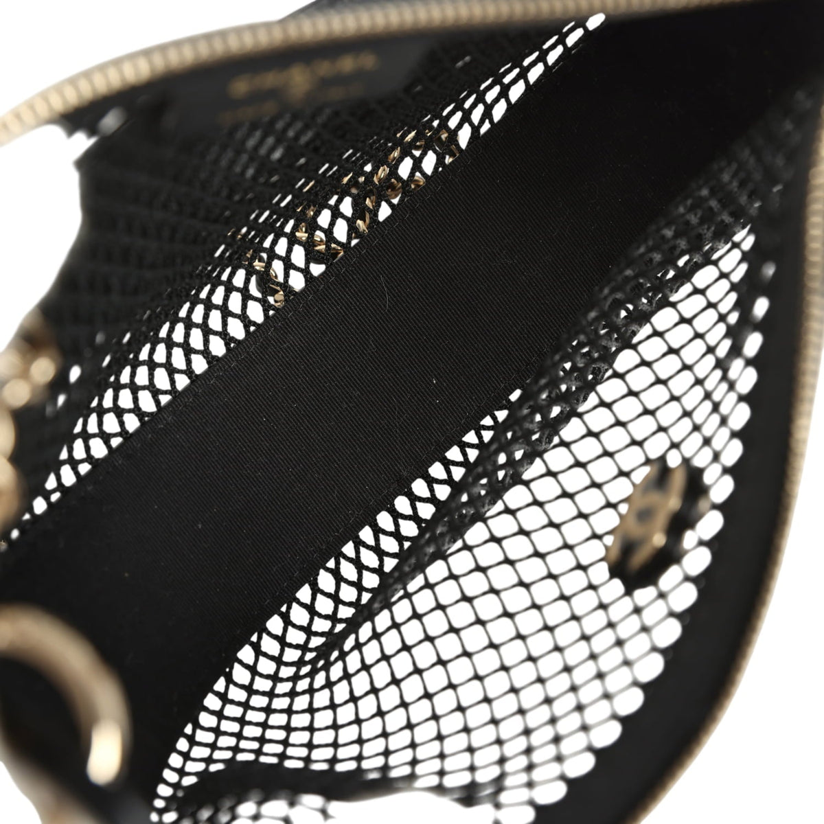 Chanel Round Clutch with Chain Black Mesh, Lambskin Light Gold Hardware