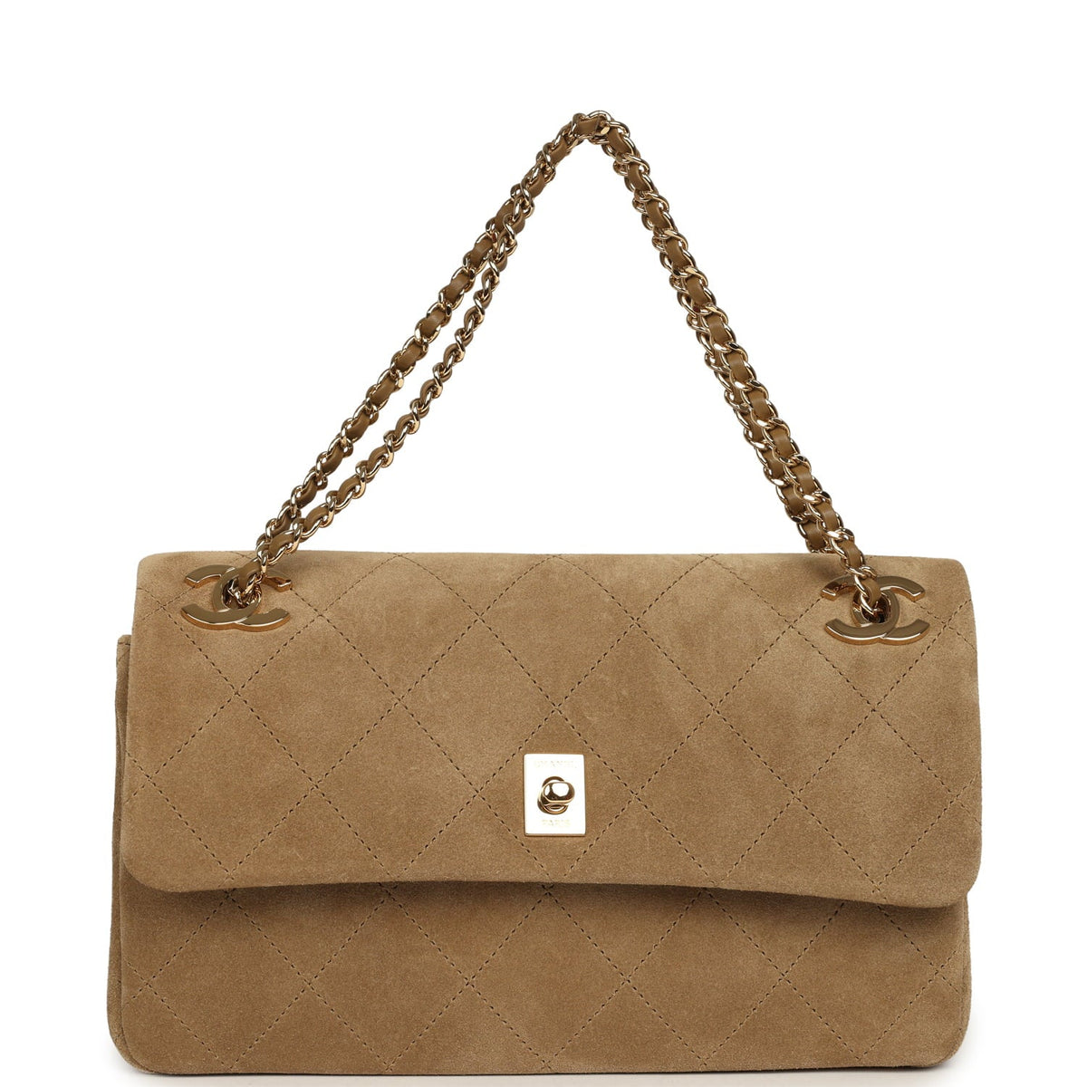 Chanel Medium "Eyes on You" Flap Bag Beige Suede Gold Hardware