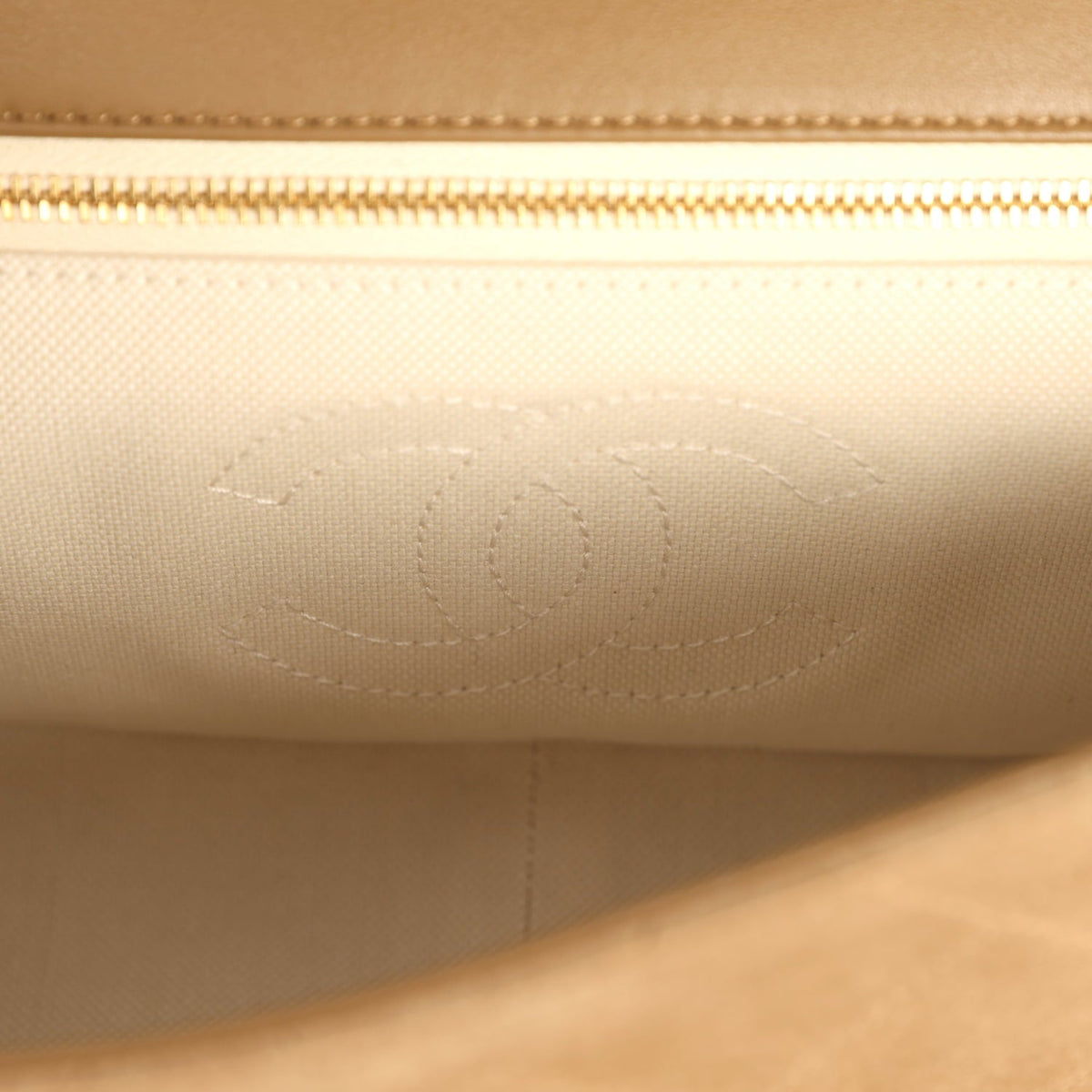 Chanel Medium "Eyes on You" Flap Bag Beige Suede Gold Hardware
