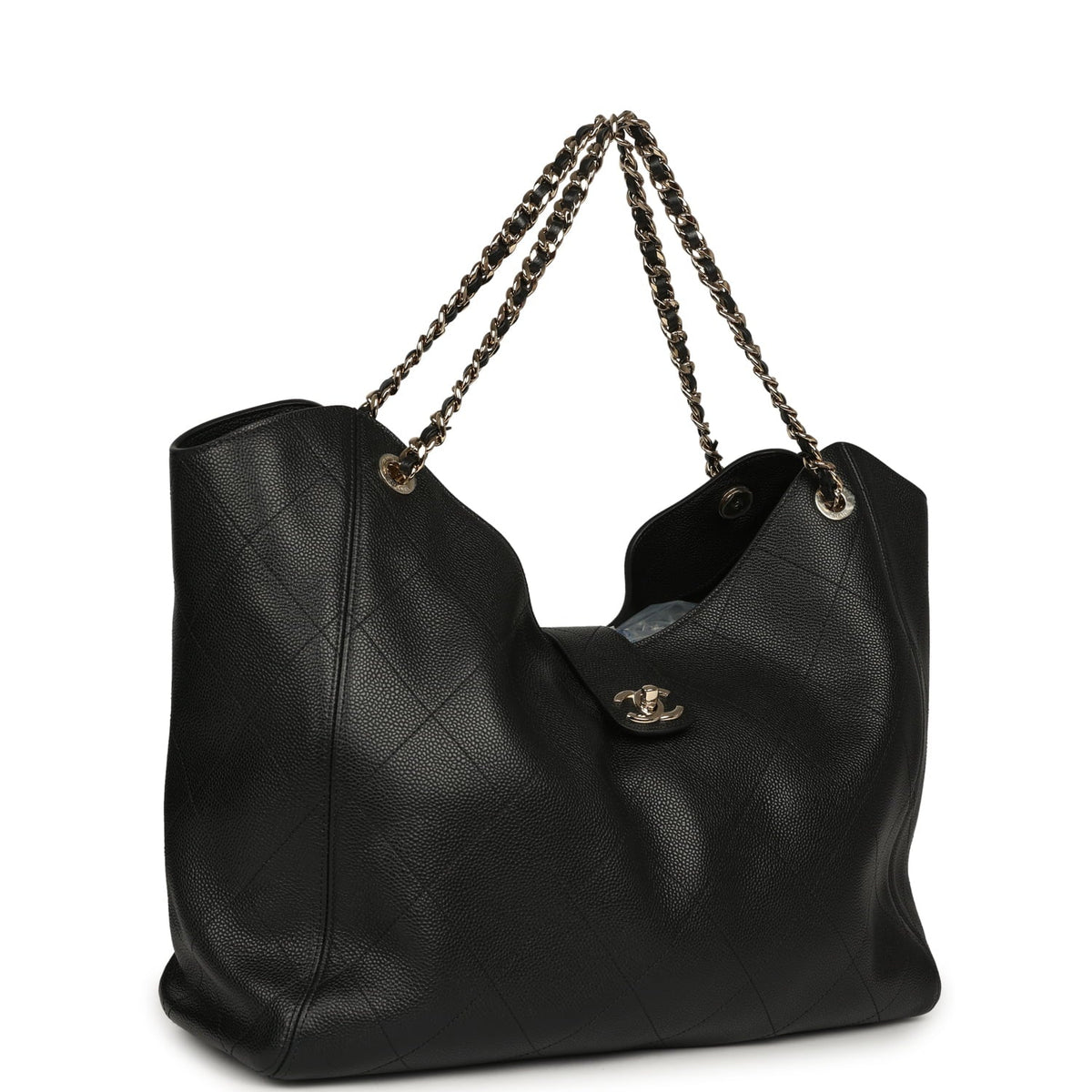 Chanel Maxi Shopping Bag Black Grained Calfskin Gold Hardware