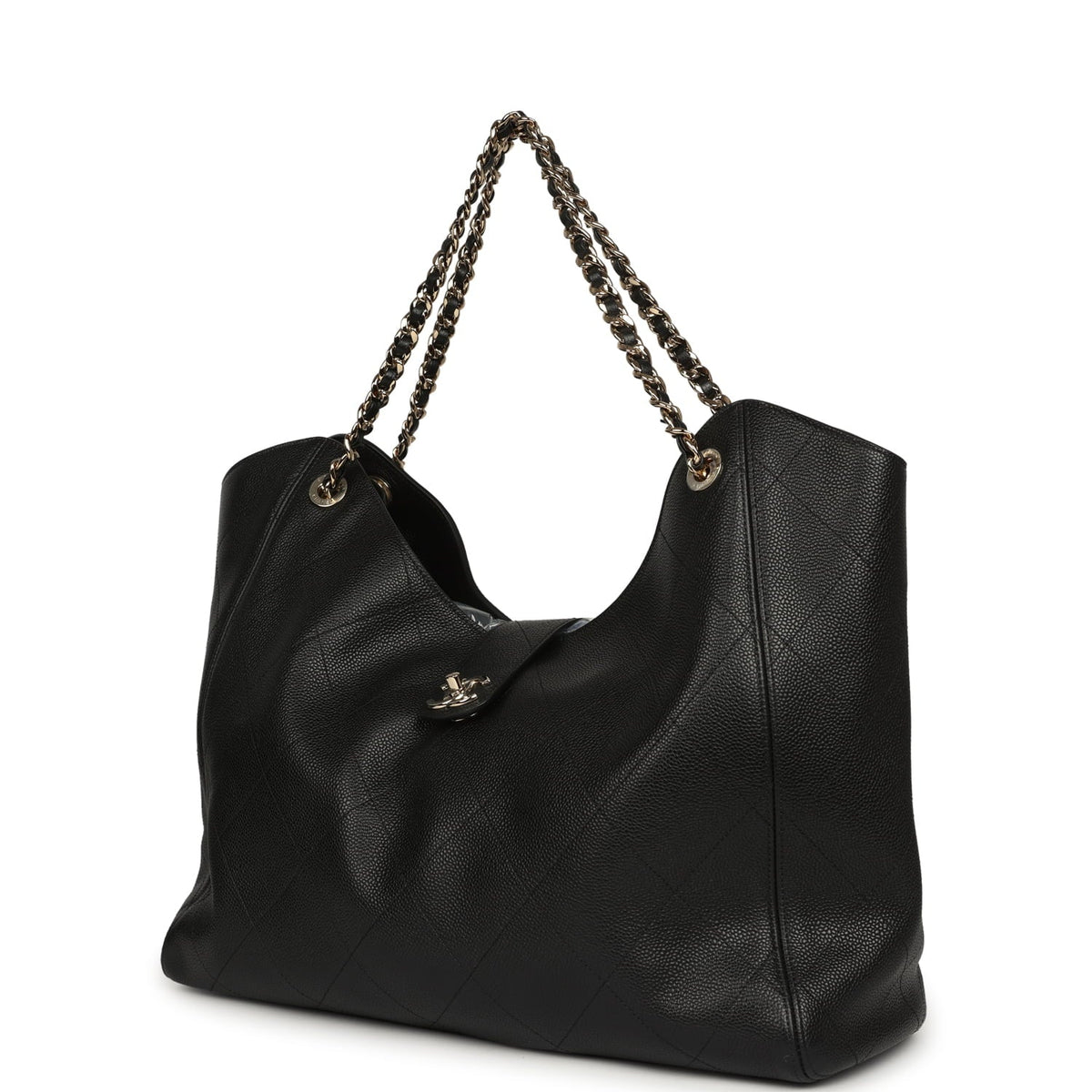 Chanel Maxi Shopping Bag Black Grained Calfskin Gold Hardware