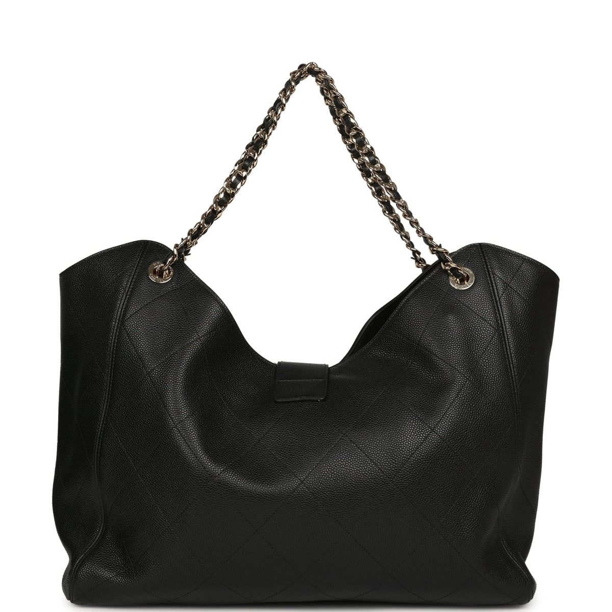 Chanel Maxi Shopping Bag Black Grained Calfskin Gold Hardware