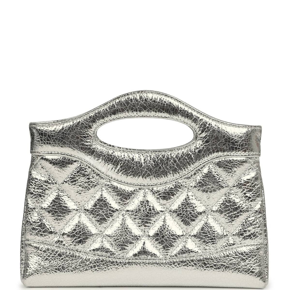 Chanel 31 Clutch with Chain Silver Metallic Calfskin Gold Hardware