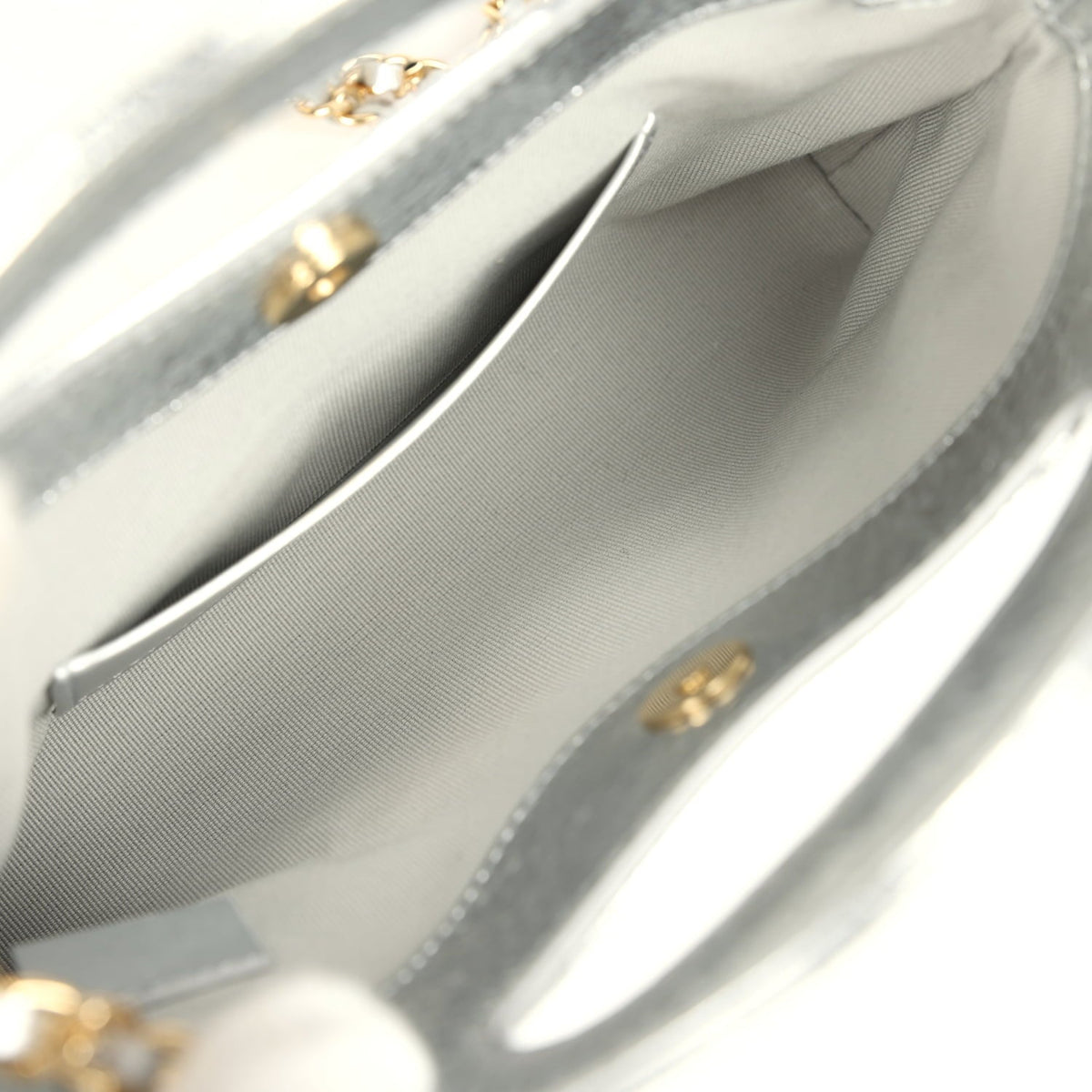 Chanel 31 Clutch with Chain Silver Metallic Calfskin Gold Hardware