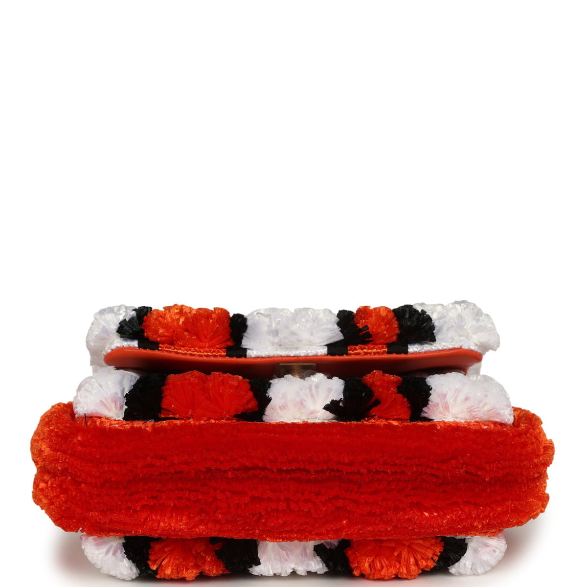 Chanel Small Coco Beach Stripe Flap Bag Orange, White and Black Raffia Gold Hardware