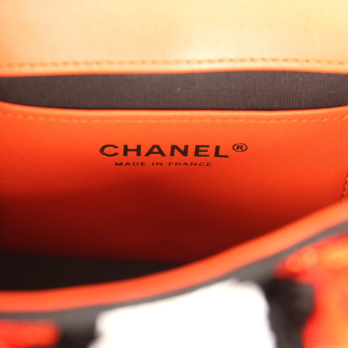 Chanel Small Coco Beach Stripe Flap Bag Orange, White and Black Raffia Gold Hardware