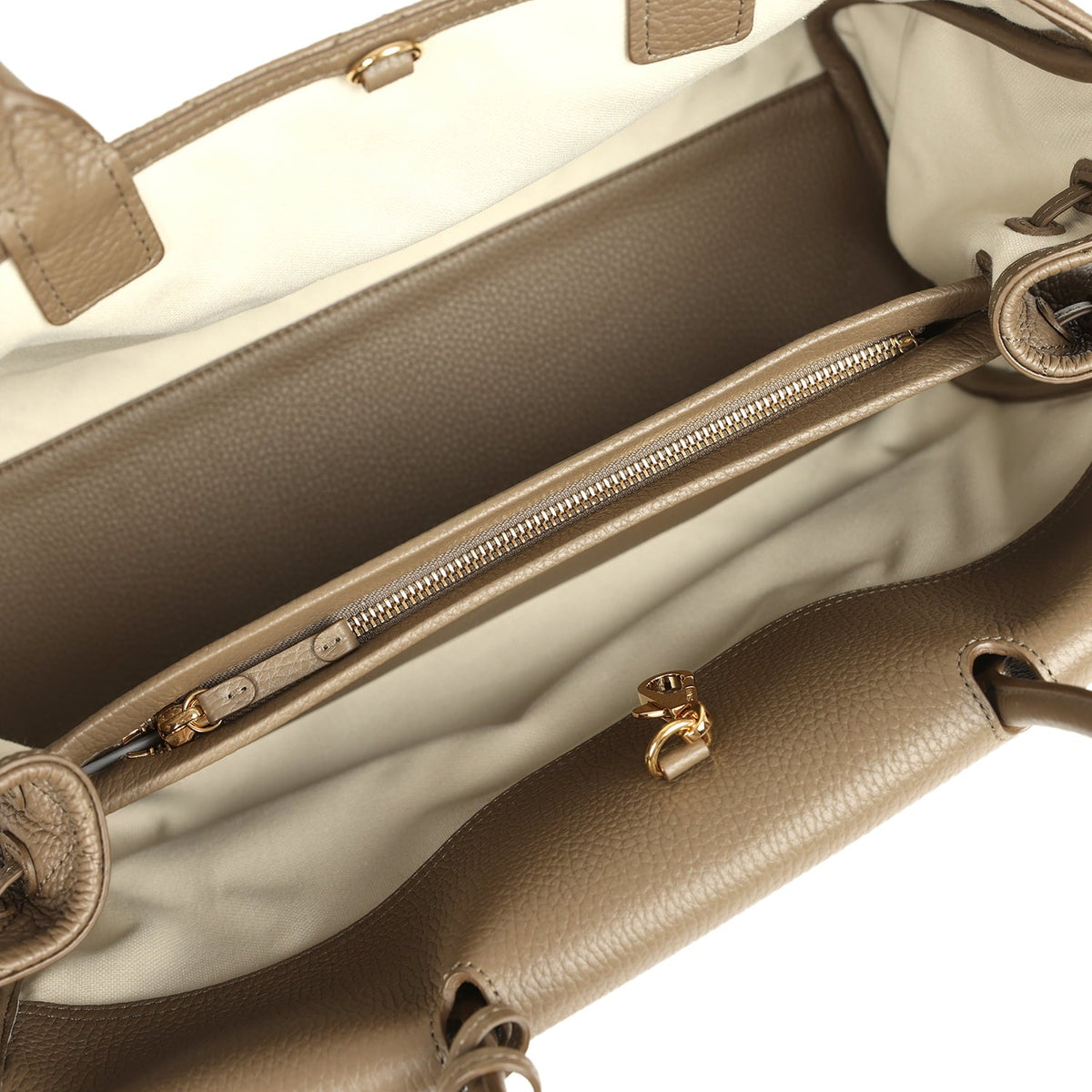 Chanel Large "Urban Essential" East West Shopping Tote Dark Khaki Caviar Gold Hardware