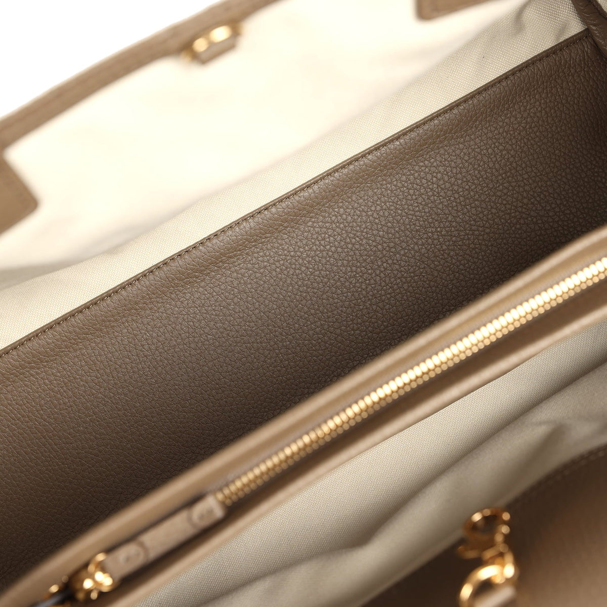 Chanel Large "Urban Essential" East West Shopping Tote Dark Khaki Caviar Gold Hardware