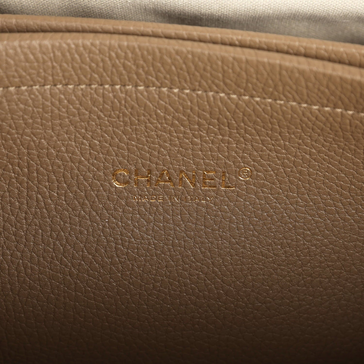 Chanel Large "Urban Essential" East West Shopping Tote Dark Khaki Caviar Gold Hardware