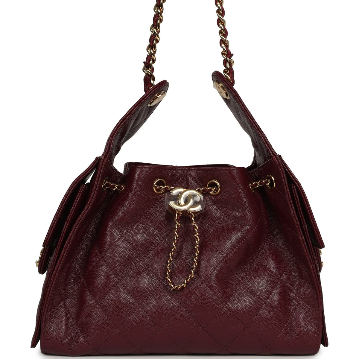 Chanel Small 25 Hobo Bag Dark Burgundy Shiny Caviar Gold Hardware