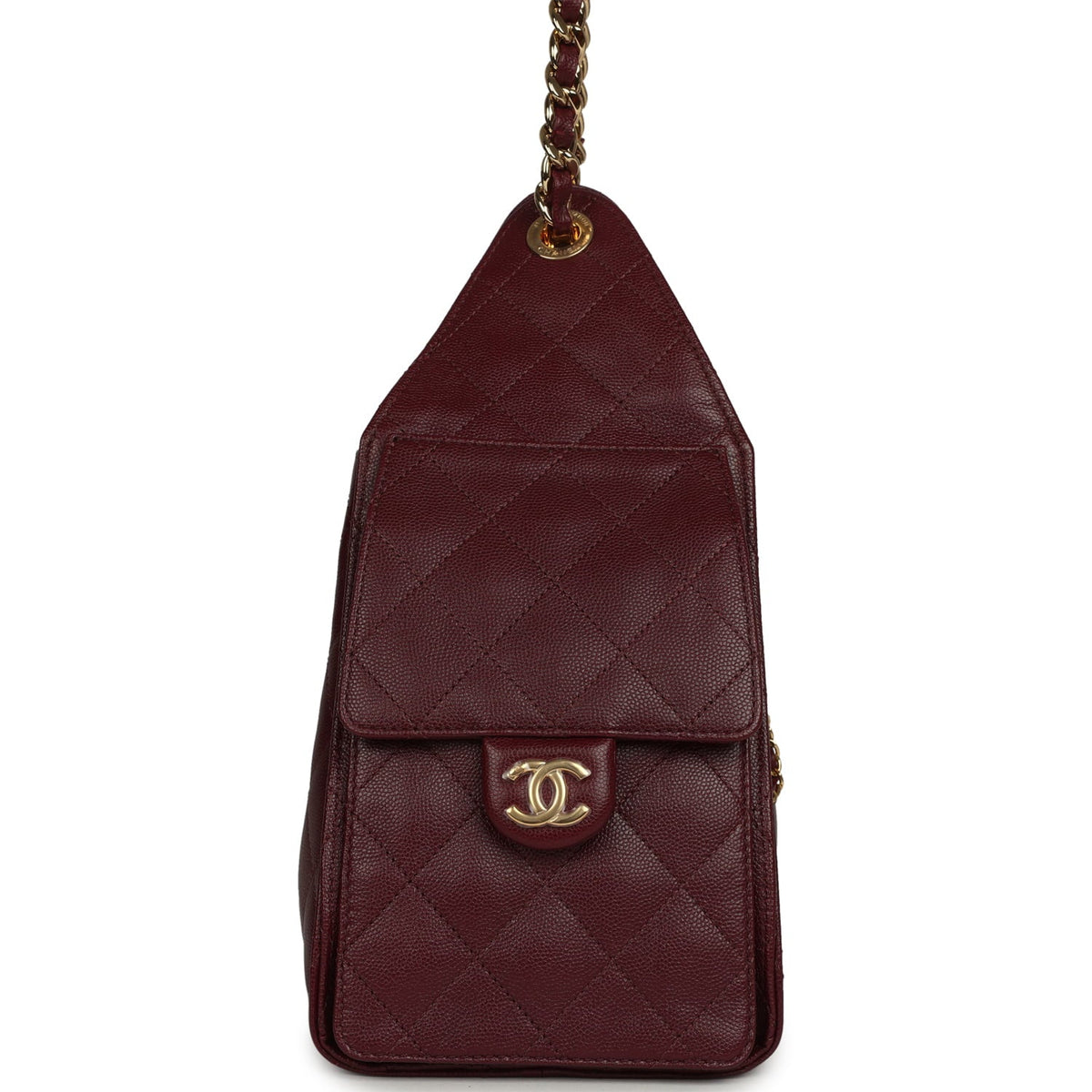 Chanel Small 25 Hobo Bag Dark Burgundy Shiny Caviar Gold Hardware