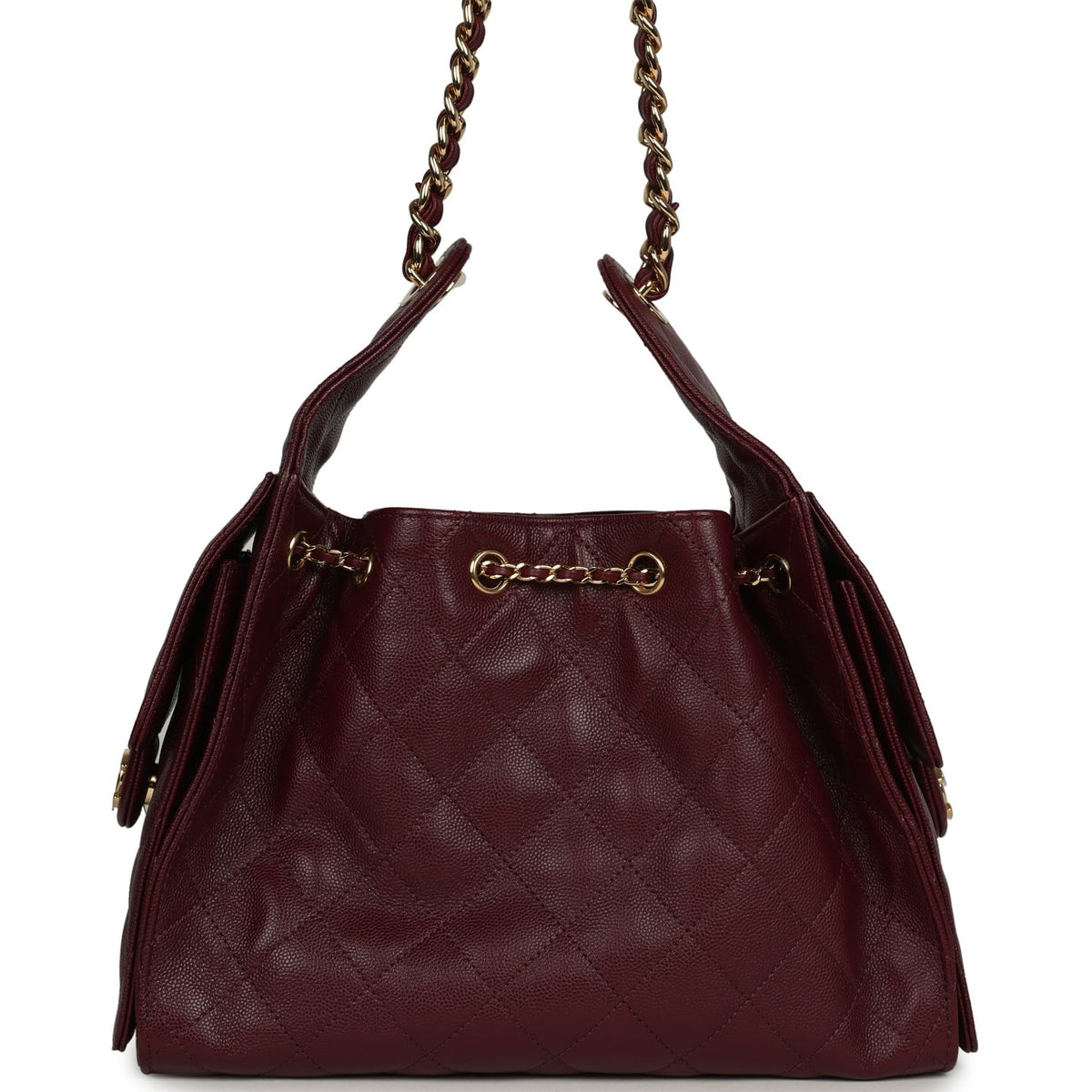 Chanel Small 25 Hobo Bag Dark Burgundy Shiny Caviar Gold Hardware