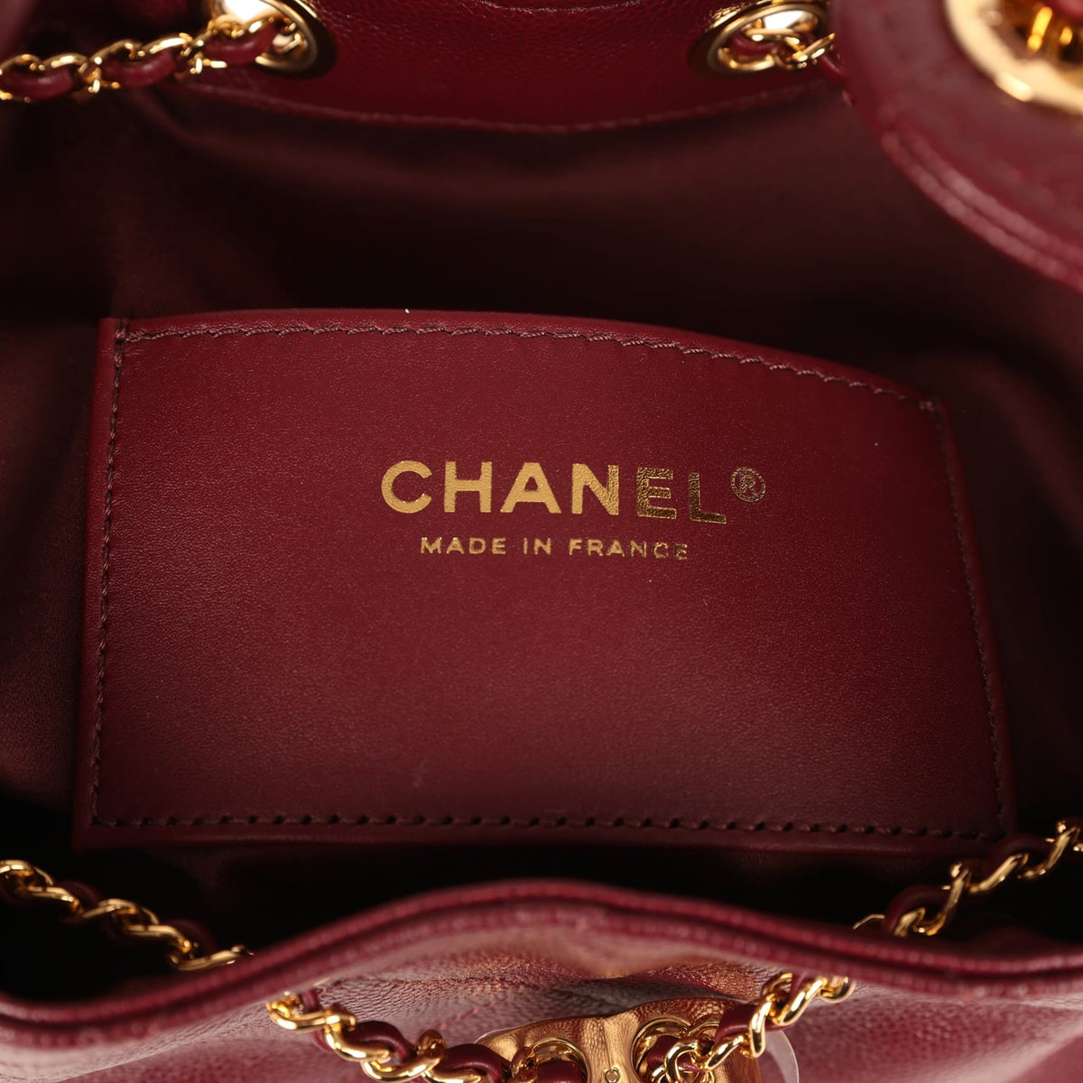 Chanel Small 25 Hobo Bag Dark Burgundy Shiny Caviar Gold Hardware