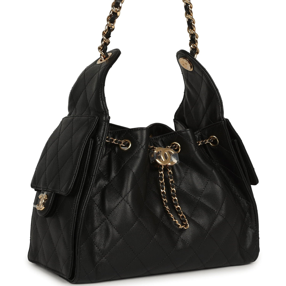 Chanel Small 25 Hobo Bag Black Caviar Gold Hardware
