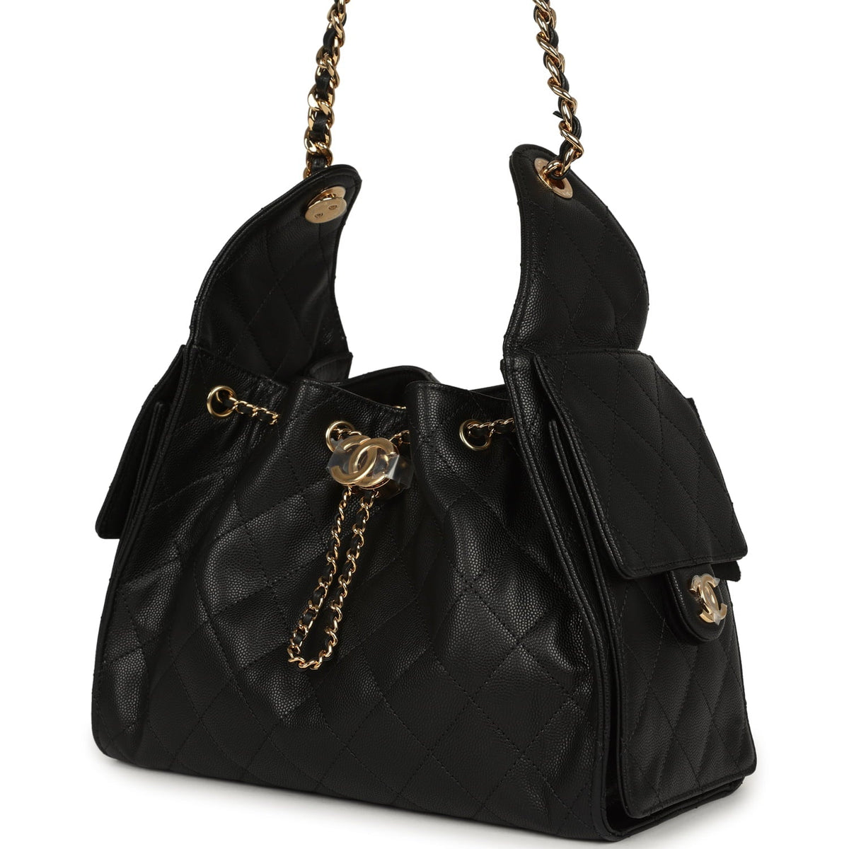 Chanel Small 25 Hobo Bag Black Caviar Gold Hardware
