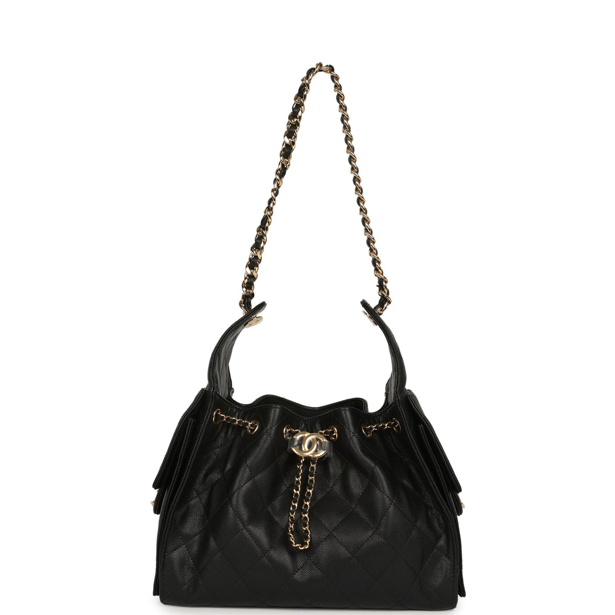 Chanel Small 25 Hobo Bag Black Caviar Gold Hardware