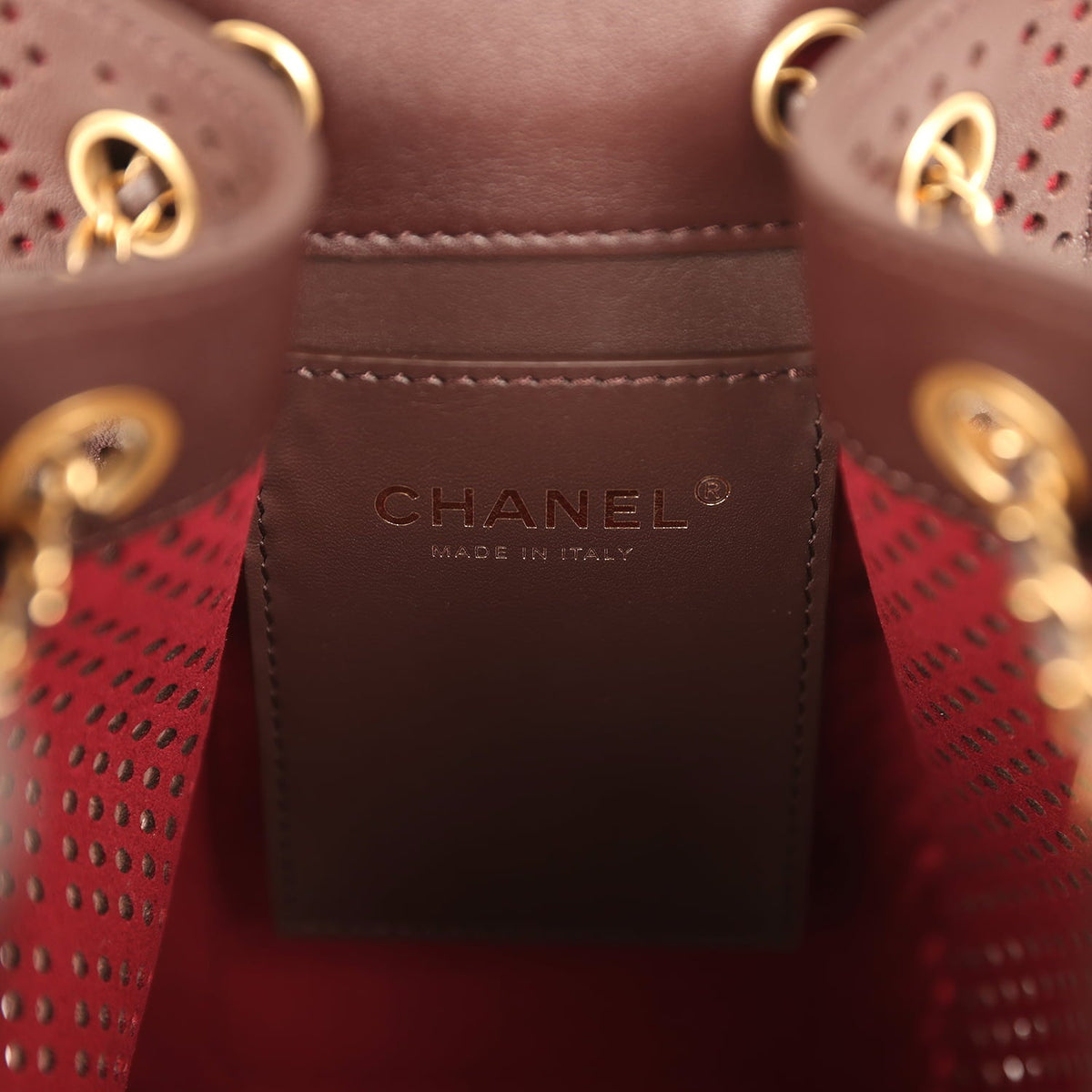 Chanel Small 25 Hobo Bag Dark Brown Perforated Calfskin Antique Gold Hardware