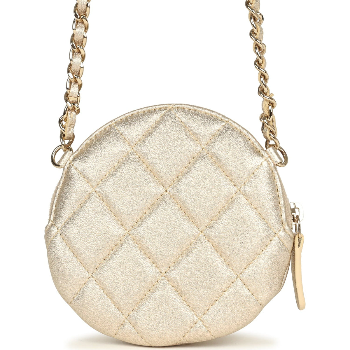 Chanel Mini CC Camellia Round Clutch With Chain Metallic Gold Lambskin Light Gold Hardware