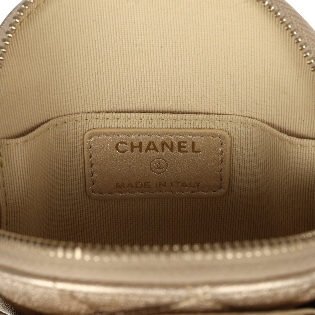 Chanel Mini CC Camellia Round Clutch With Chain Metallic Gold Lambskin Light Gold Hardware