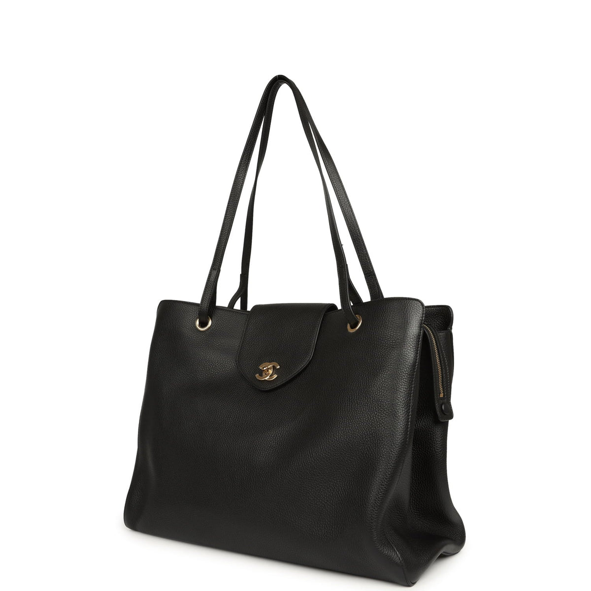 Chanel XXL "It Girl" Shopping Tote Black Grained Calfskin Gold Hardware