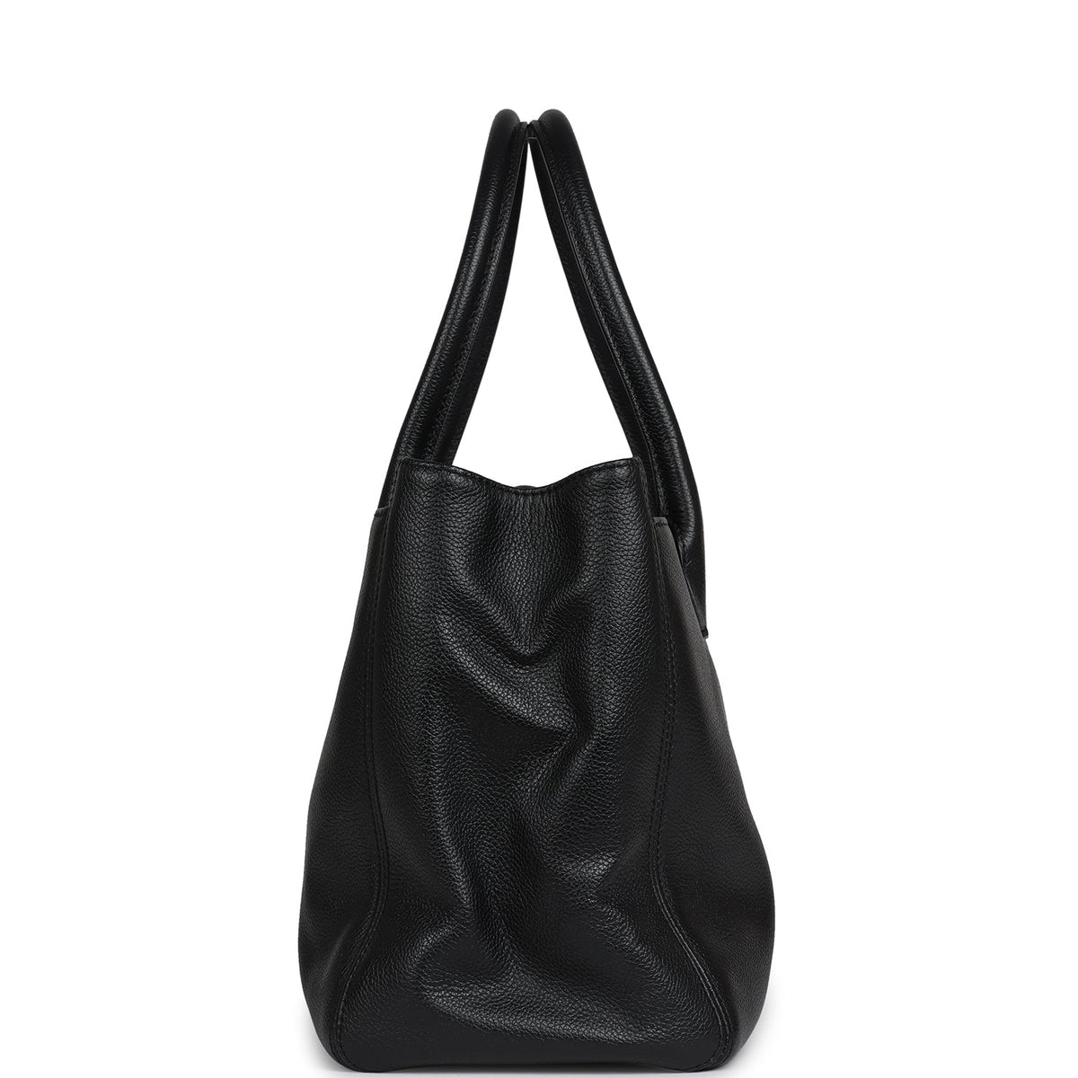 Pre-owned Chanel Large Executive Cerf Tote Bag Black Grained Calfskin Silver Hardware