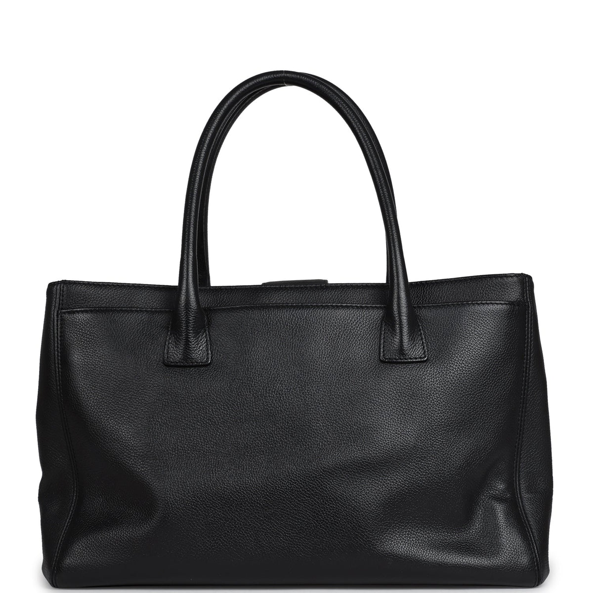 Pre-owned Chanel Large Executive Cerf Tote Bag Black Grained Calfskin Silver Hardware