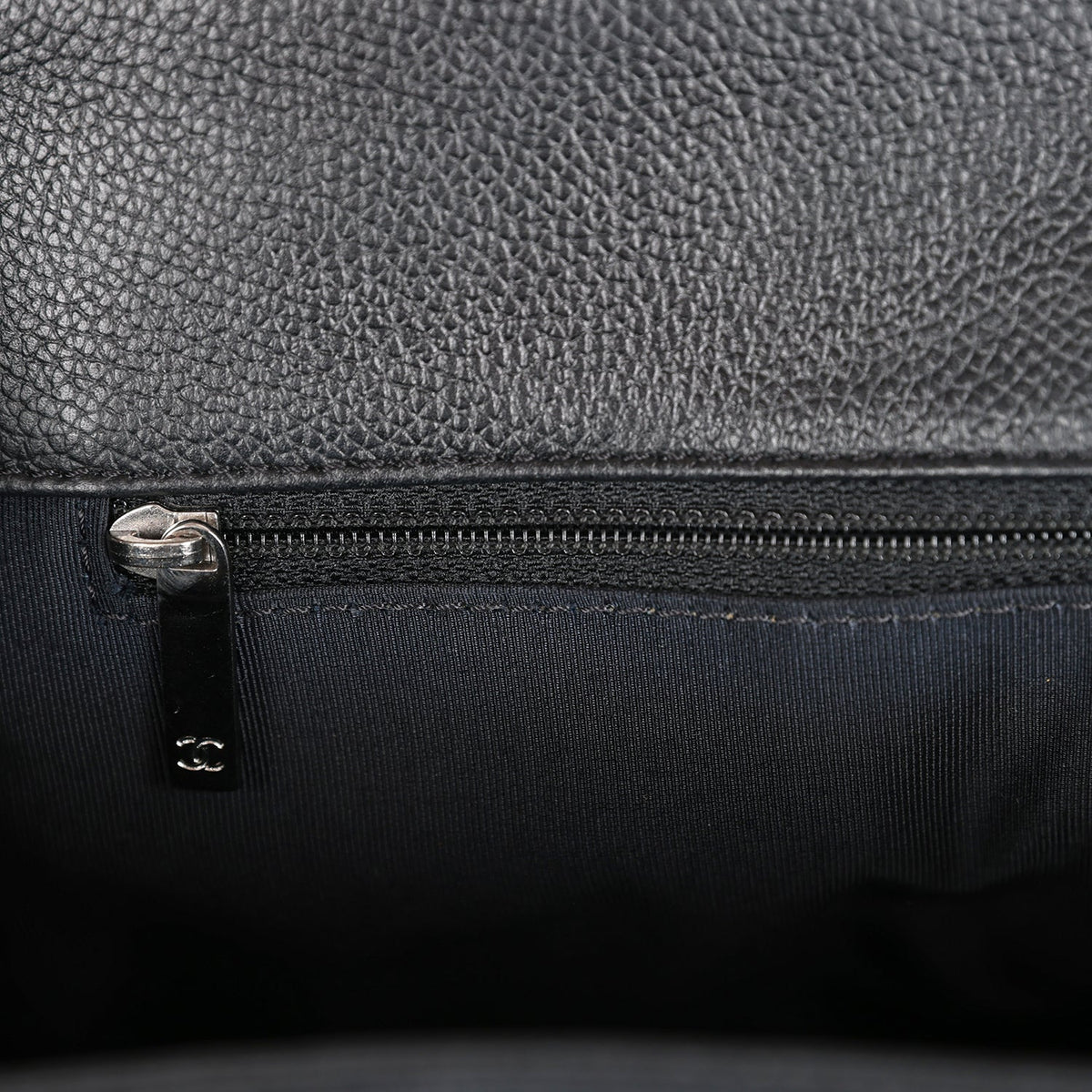Pre-owned Chanel Large Executive Cerf Tote Bag Black Grained Calfskin Silver Hardware