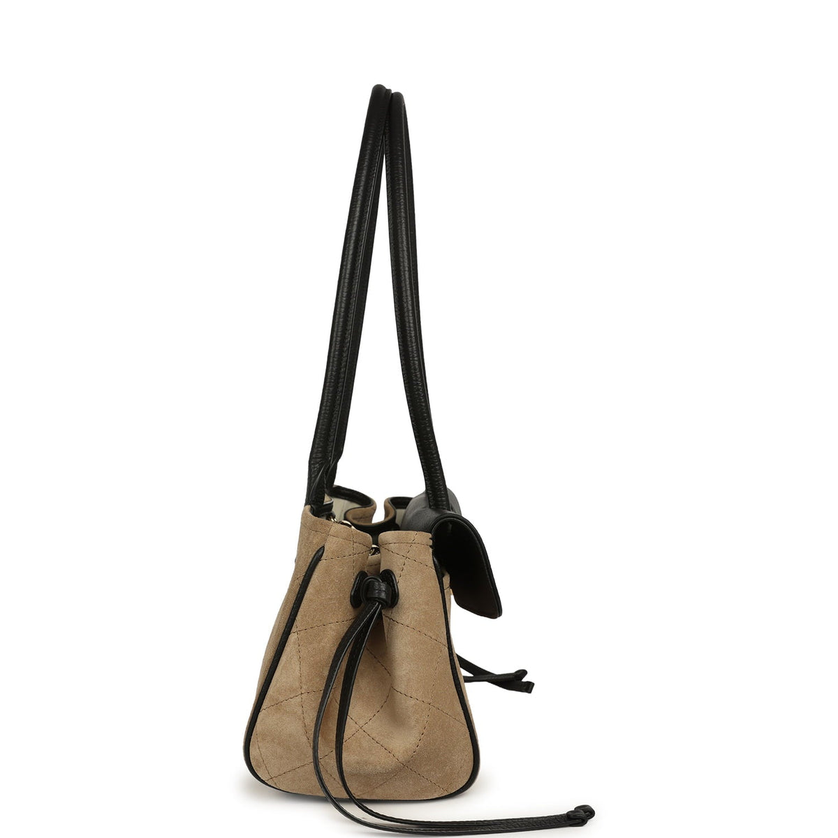 Chanel Small "Urban Essential" East West Shopping Tote Black Grained Calfskin and Beige Suede Gold Hardware