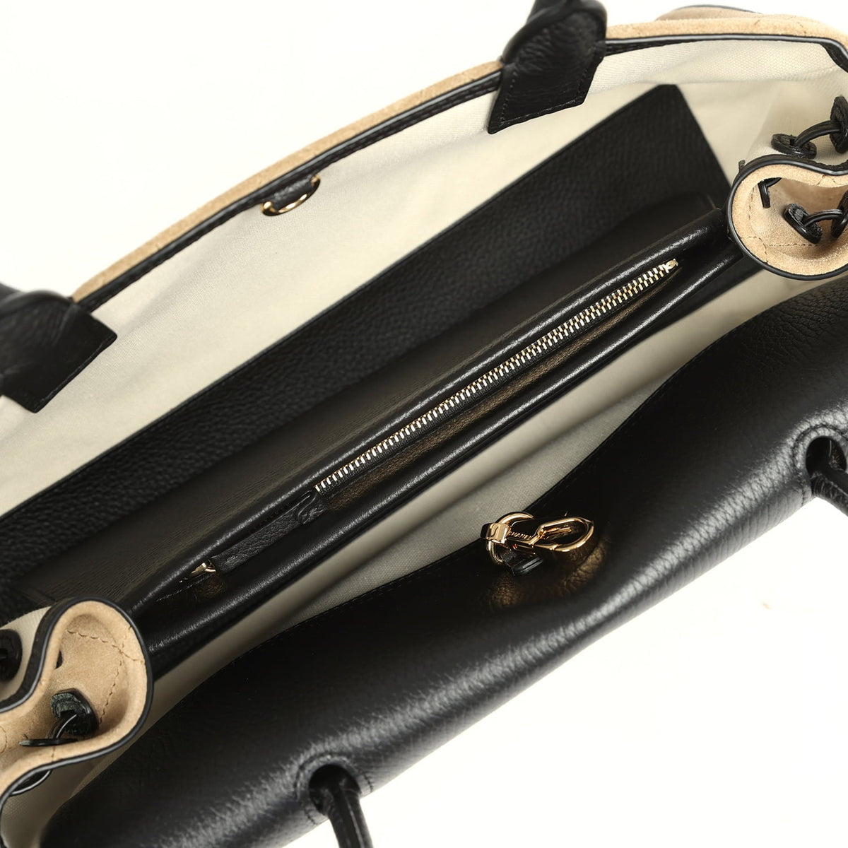 Chanel Small "Urban Essential" East West Shopping Tote Black Grained Calfskin and Beige Suede Gold Hardware