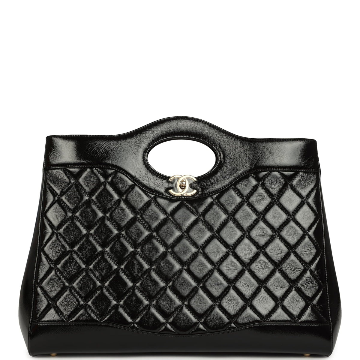 Chanel Large 31 Shopper Black Shiny Lambskin Light Gold Hardware