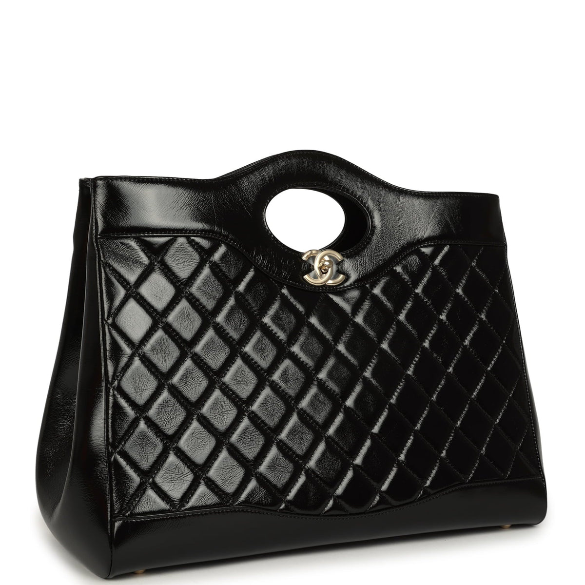 Chanel Large 31 Shopper Black Shiny Lambskin Light Gold Hardware