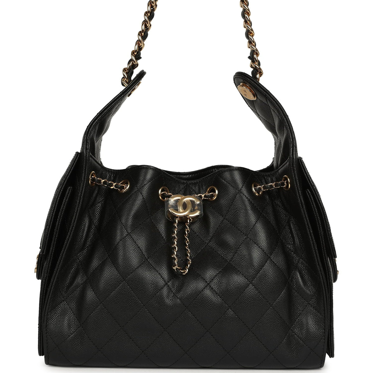 Chanel Small 25 Hobo Bag Black Caviar Gold Hardware