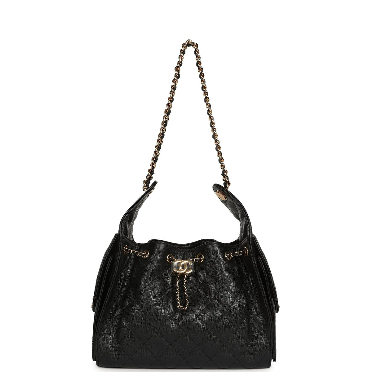 Chanel Small 25 Hobo Bag Black Caviar Gold Hardware