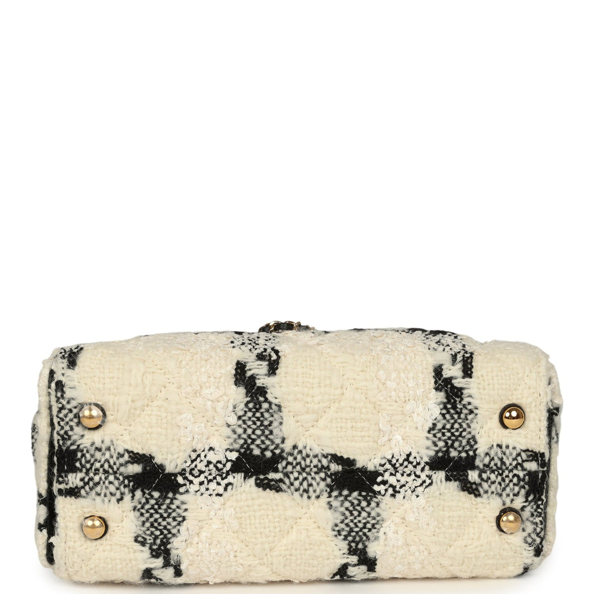 Chanel Mini 25 Hobo Bag White, Black Tweed Gold Hardware