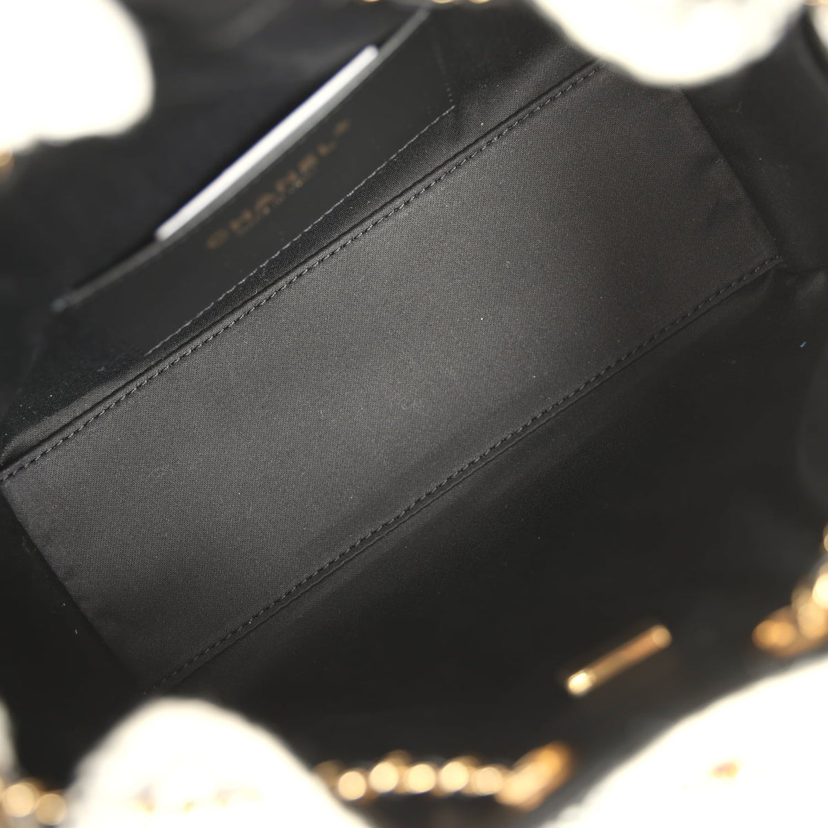 Chanel Mini 25 Hobo Bag White, Black Tweed Gold Hardware
