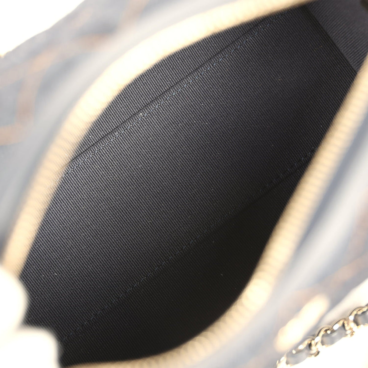 Chanel Mini Timeless Classic Barrel Bag with Chain Dark Blue Denim Light Gold Hardware