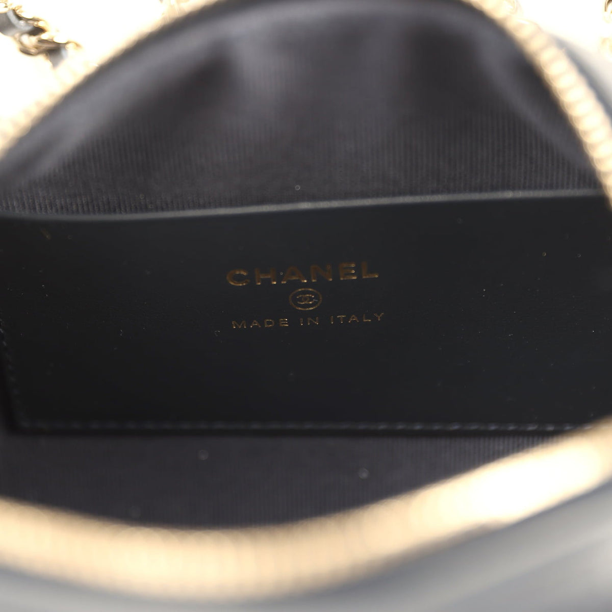 Chanel Mini Timeless Classic Barrel Bag with Chain Dark Blue Denim Light Gold Hardware
