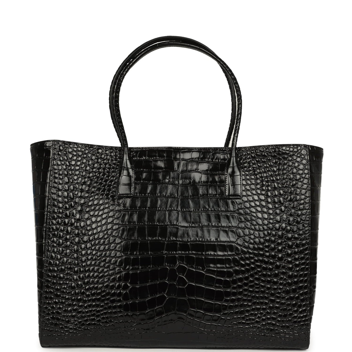 Chanel Large Cerf Shopping Bag Black Croc Embossed Calfskin Gold Hardware