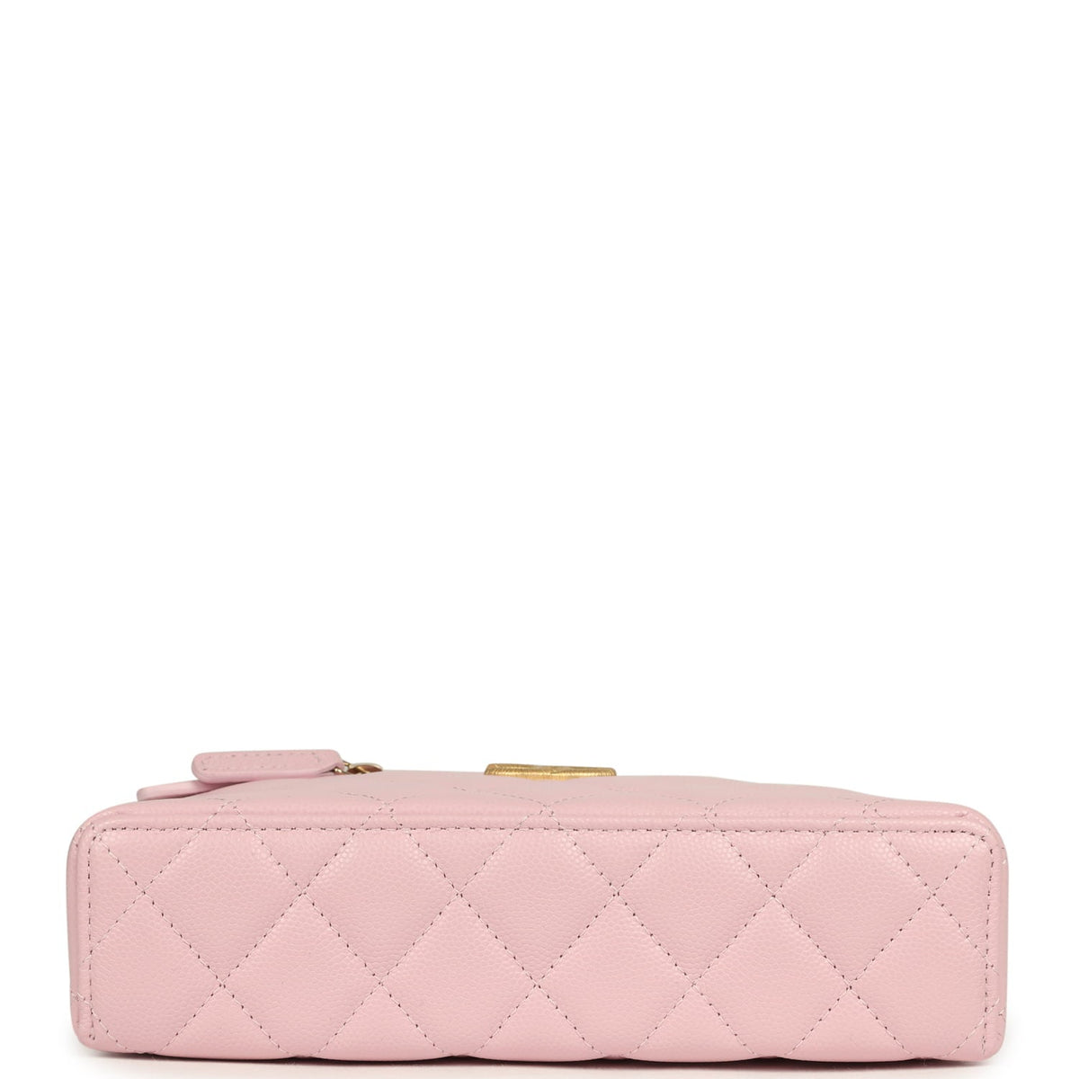 Chanel Top Handle Long Vanity Case with Chain Light Pink Shiny Caviar Brushed Gold Hardware
