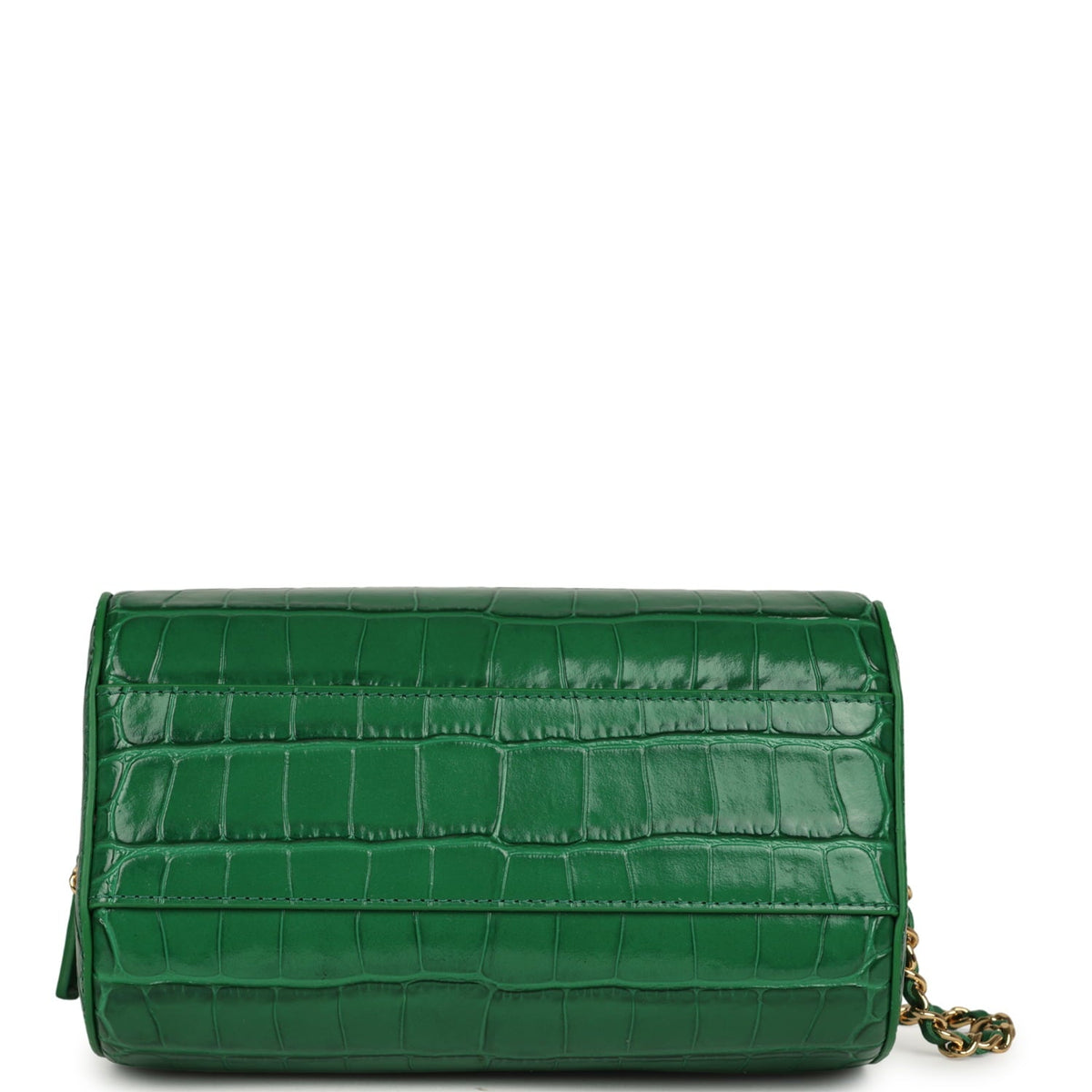 Chanel Mini Timeless Classic Barrel Bag with Chain Green Croc Embossed Calfskin Gold Hardware