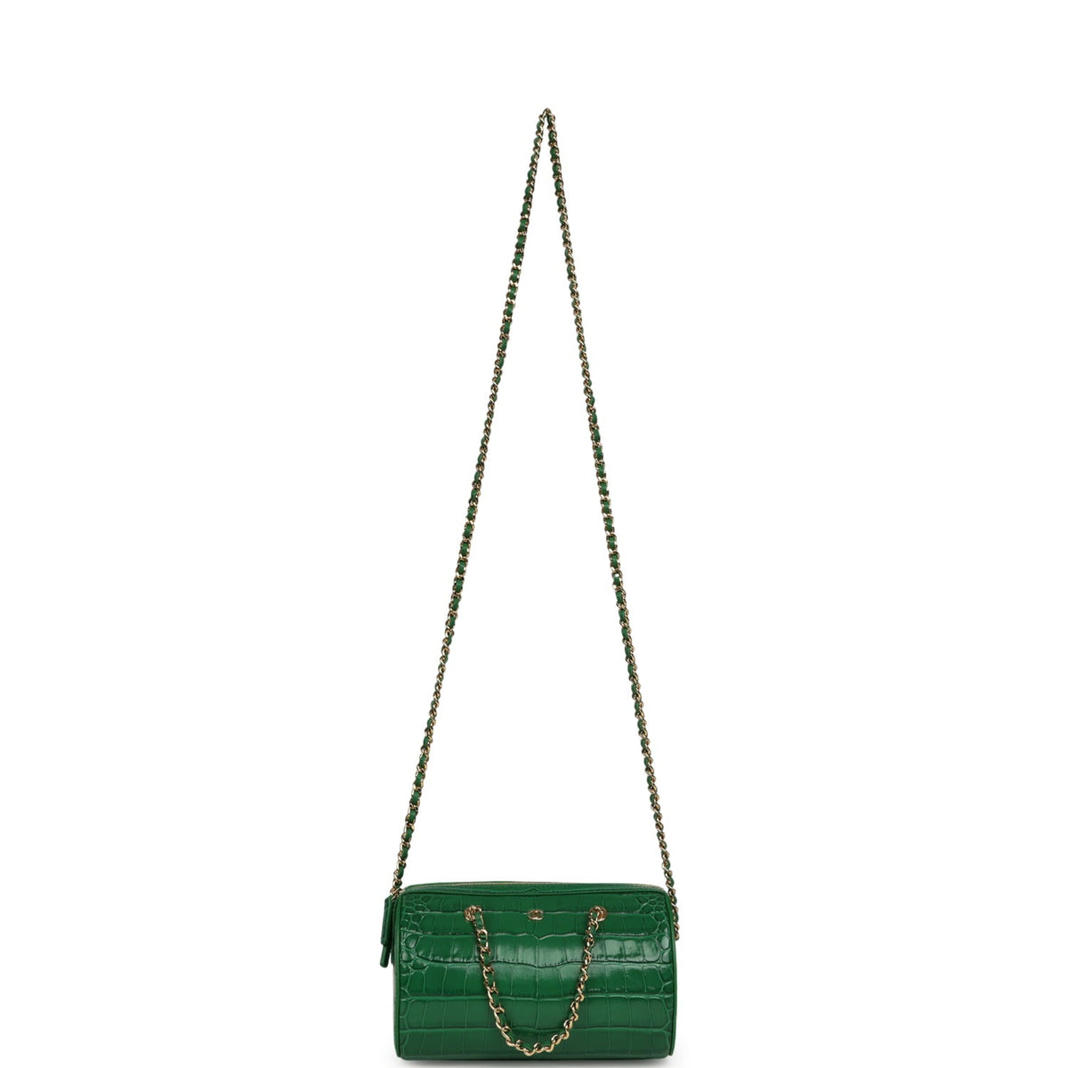Chanel Mini Timeless Classic Barrel Bag with Chain Green Croc Embossed Calfskin Gold Hardware