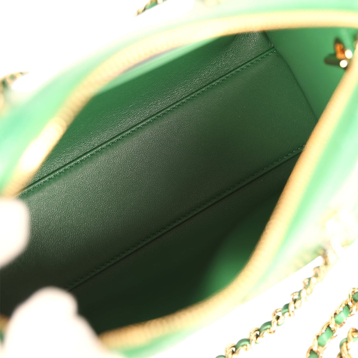 Chanel Mini Timeless Classic Barrel Bag with Chain Green Croc Embossed Calfskin Gold Hardware