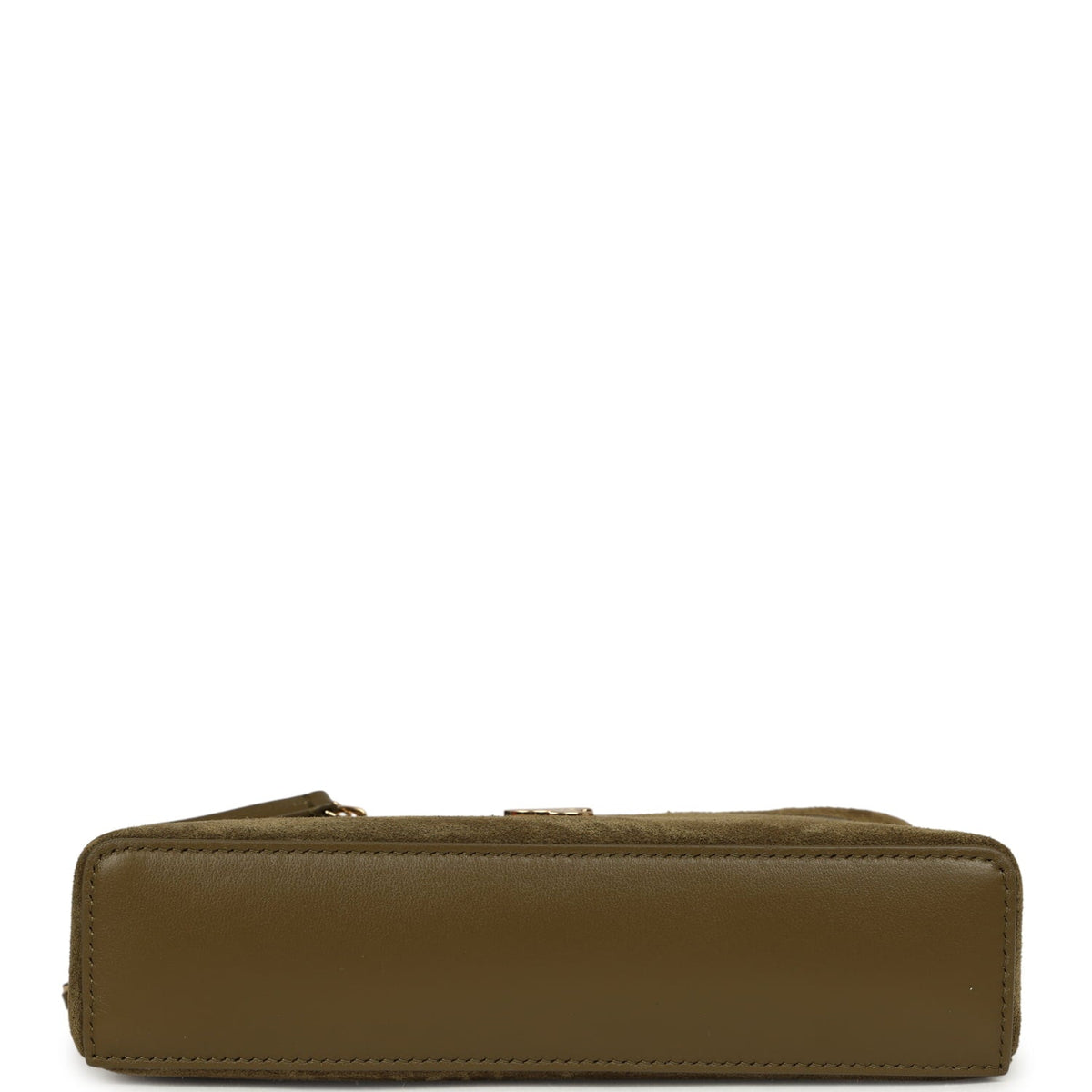 Chanel Top Handle Long Vanity Case with Chain Dark Khaki Suede Gold Hardware