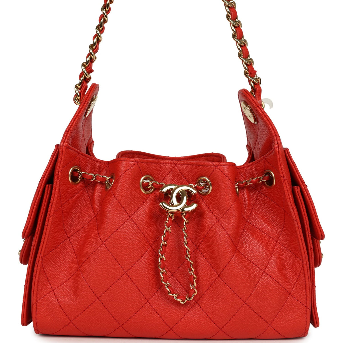 Chanel Mini 25 Hobo Bag Red Caviar Gold Hardware