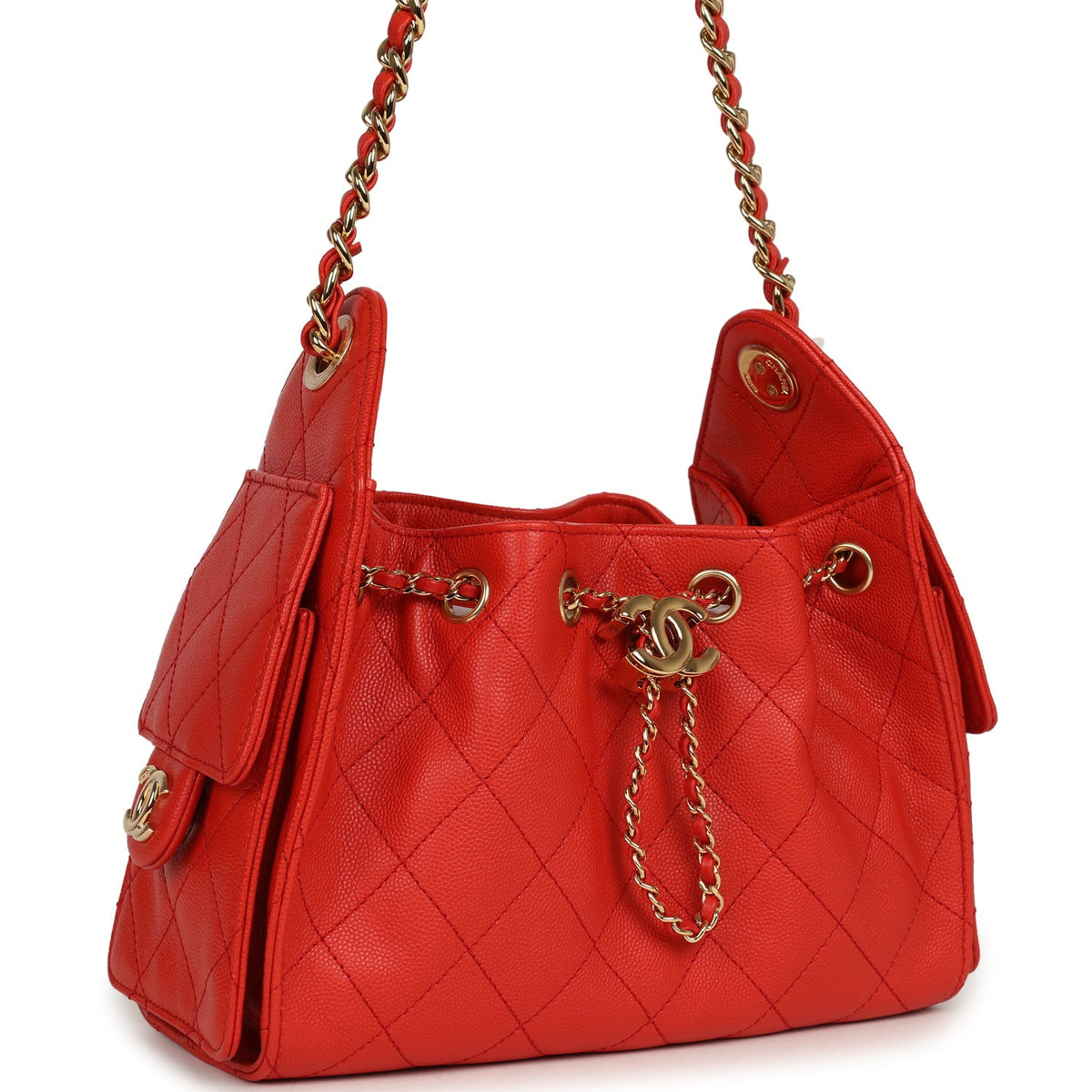 Chanel Mini 25 Hobo Bag Red Caviar Gold Hardware
