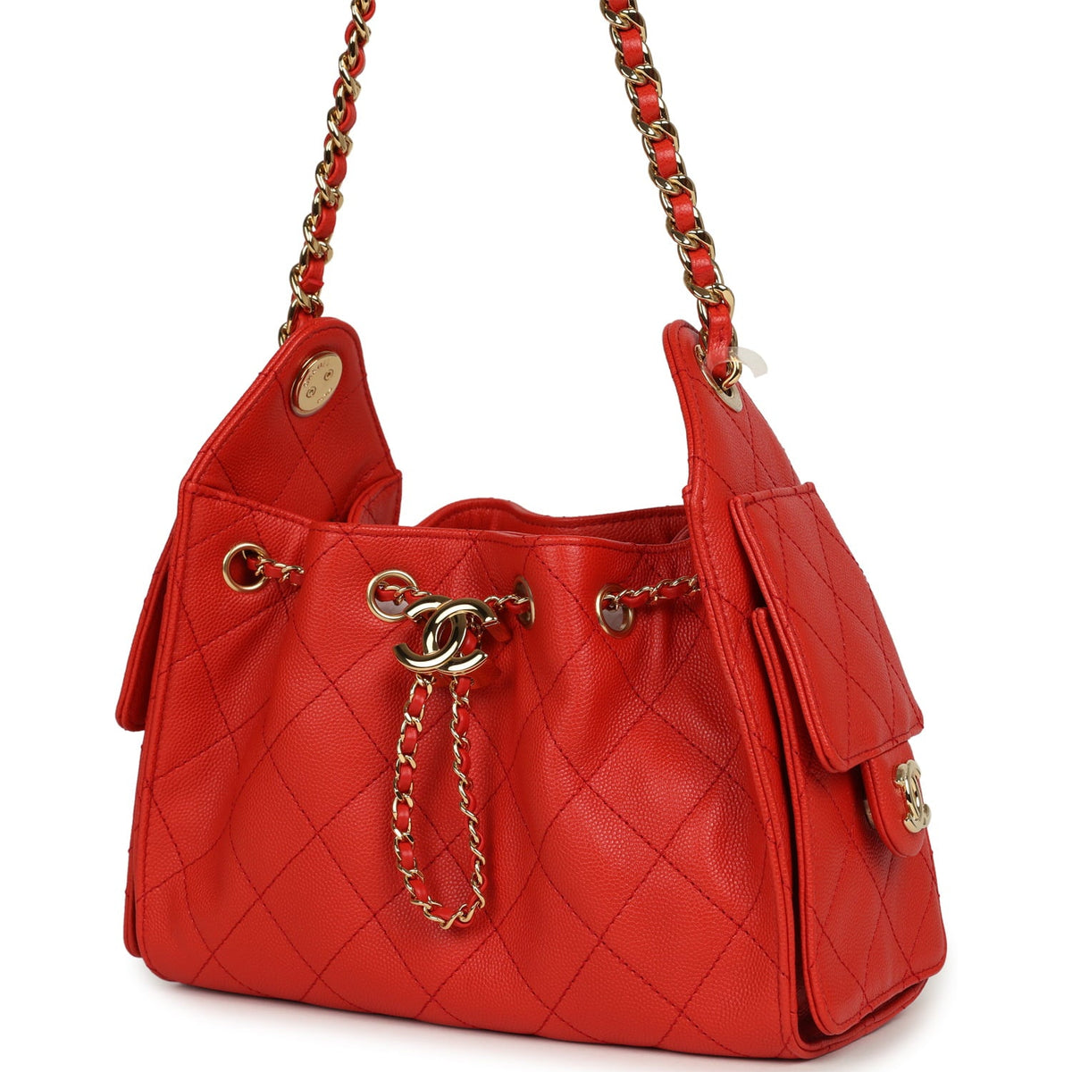 Chanel Mini 25 Hobo Bag Red Caviar Gold Hardware