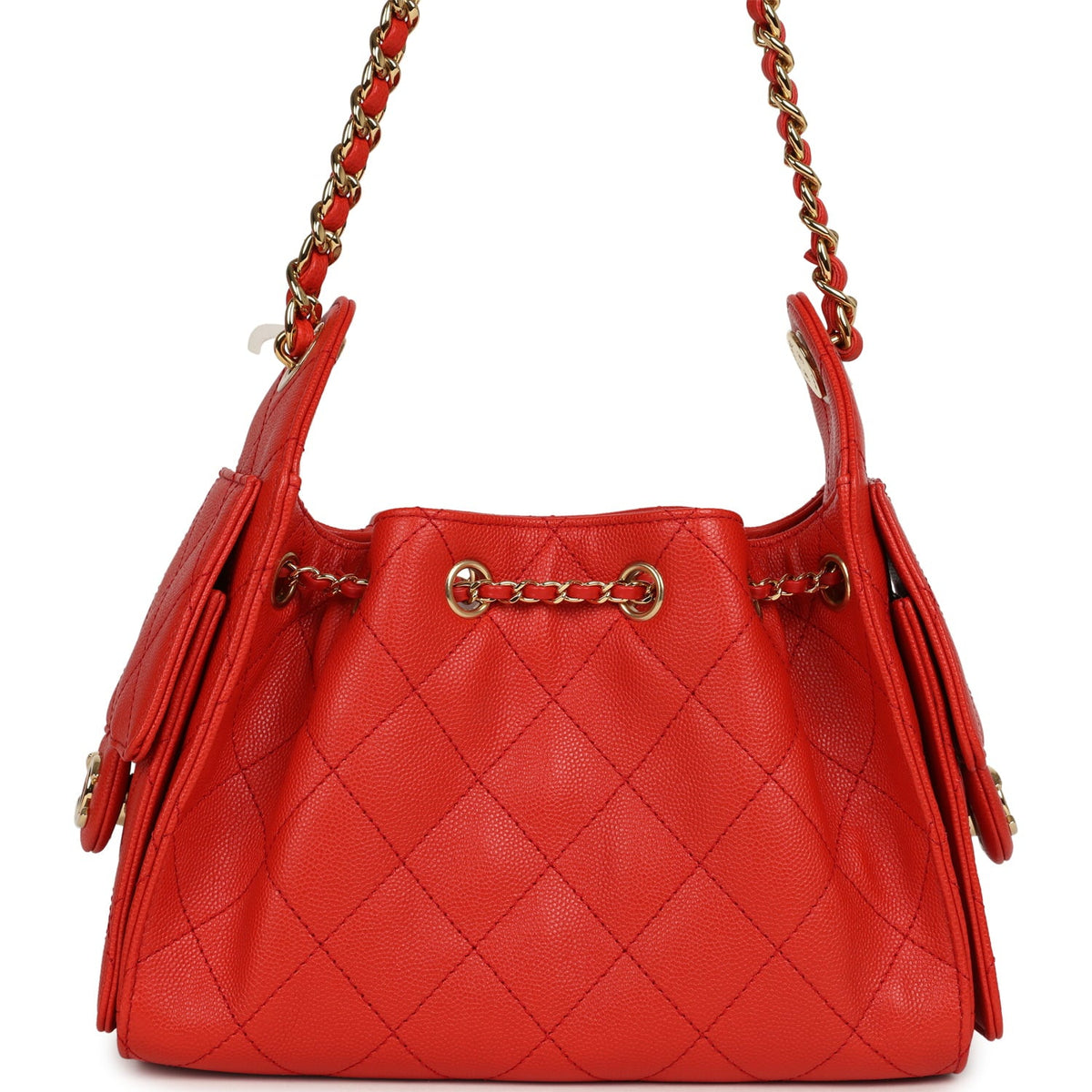 Chanel Mini 25 Hobo Bag Red Caviar Gold Hardware