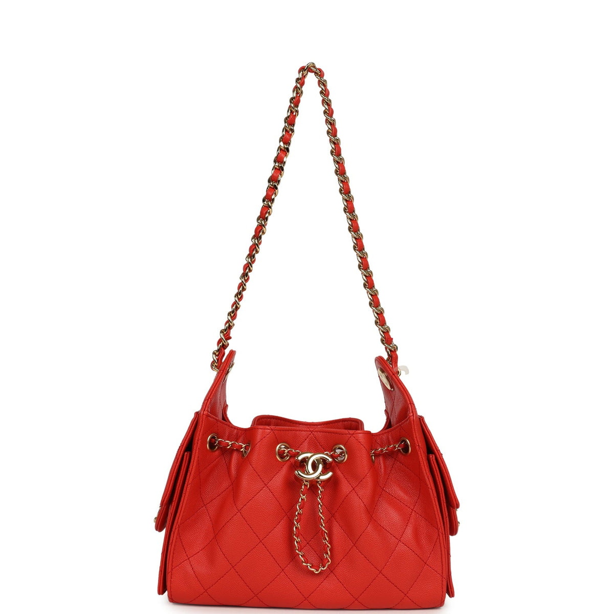 Chanel Mini 25 Hobo Bag Red Caviar Gold Hardware